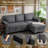 L Shaped Sectional Couch with Storage Chaise, USB Charging Ports & 2 Built-in Shelves-910913699