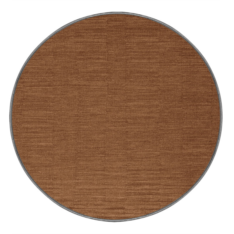 Machine Washable Solid Brown Area Rug, Round 3'