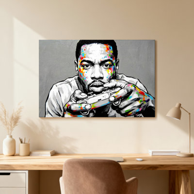 Colourful Face Game Controller Art Portrait