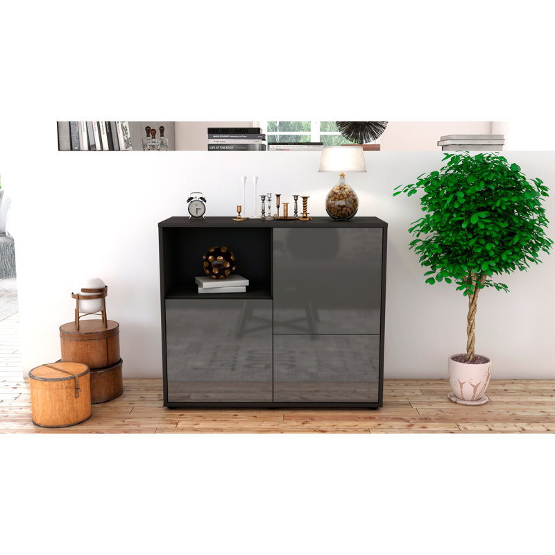 Powhattan 92cm Sideboard, Anthracite/High-gloss grey