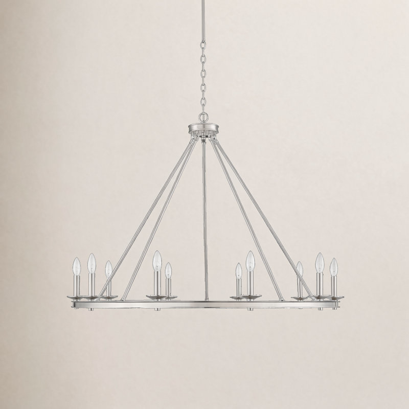 Poynor 10-Light Chandelier, Nickel satiné
