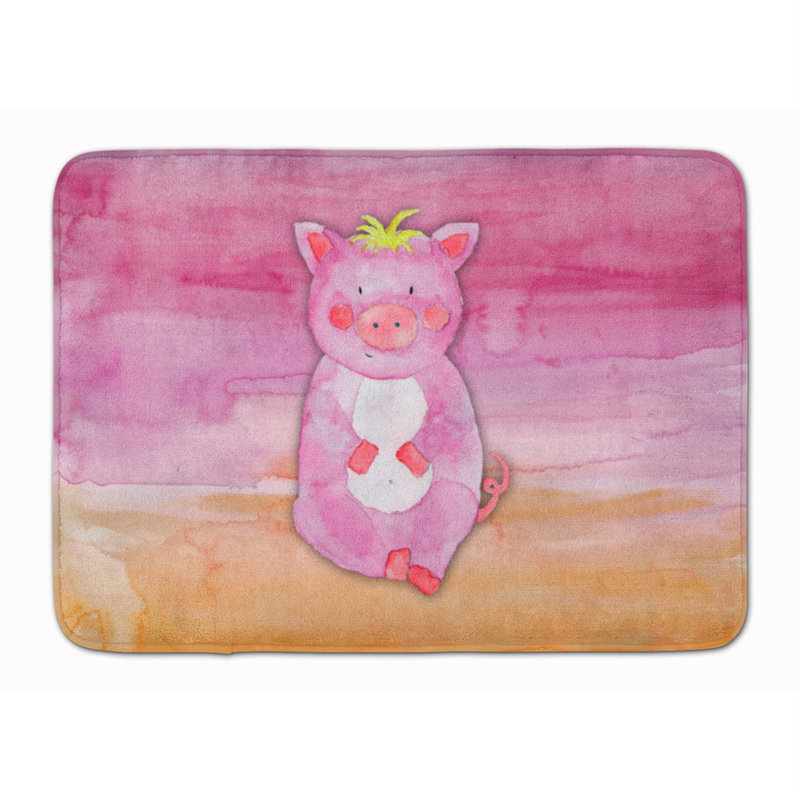 Tapis pour salle de bain à mousse à mémoire porcine aquarelle
