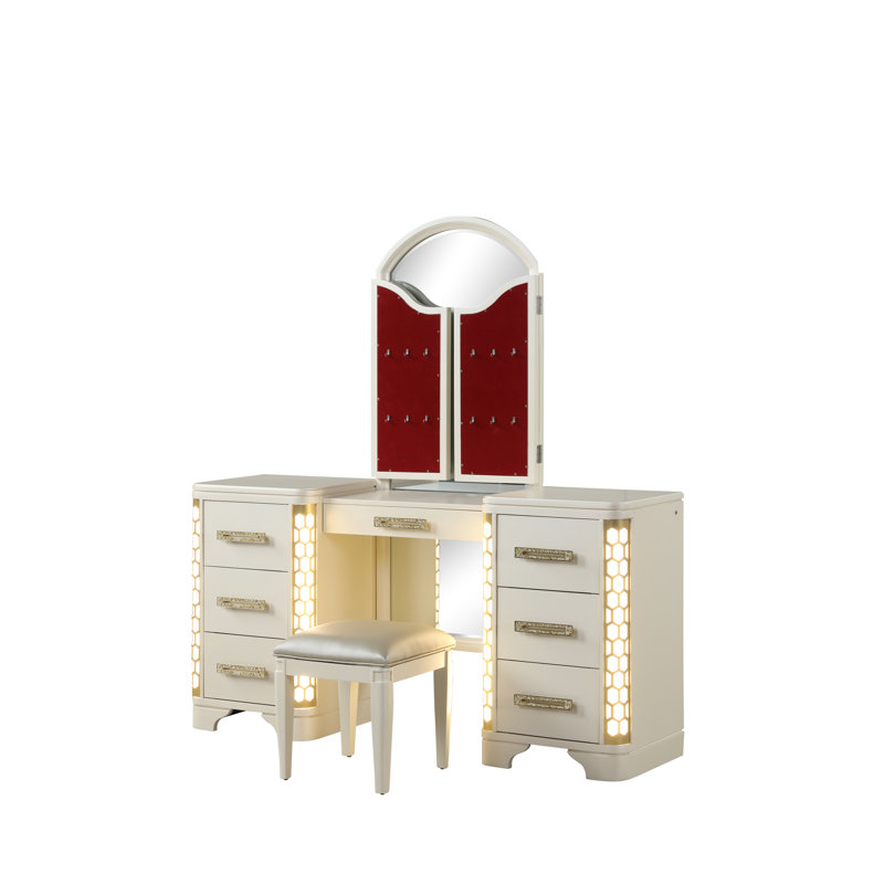 Ensemble coiffeuse avec éclairage DEL Devien