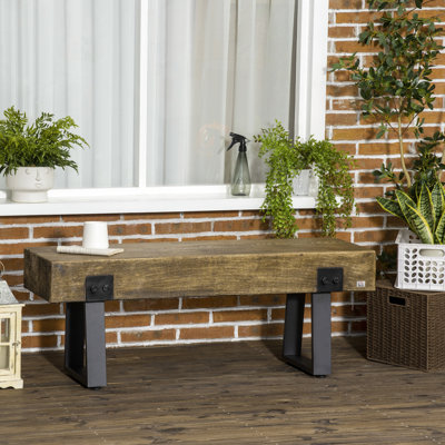 Banc de patio en béton rustique avec pieds en métal - Rehausse l'effet de grain de bois du décor extérieur et la construction intérieure