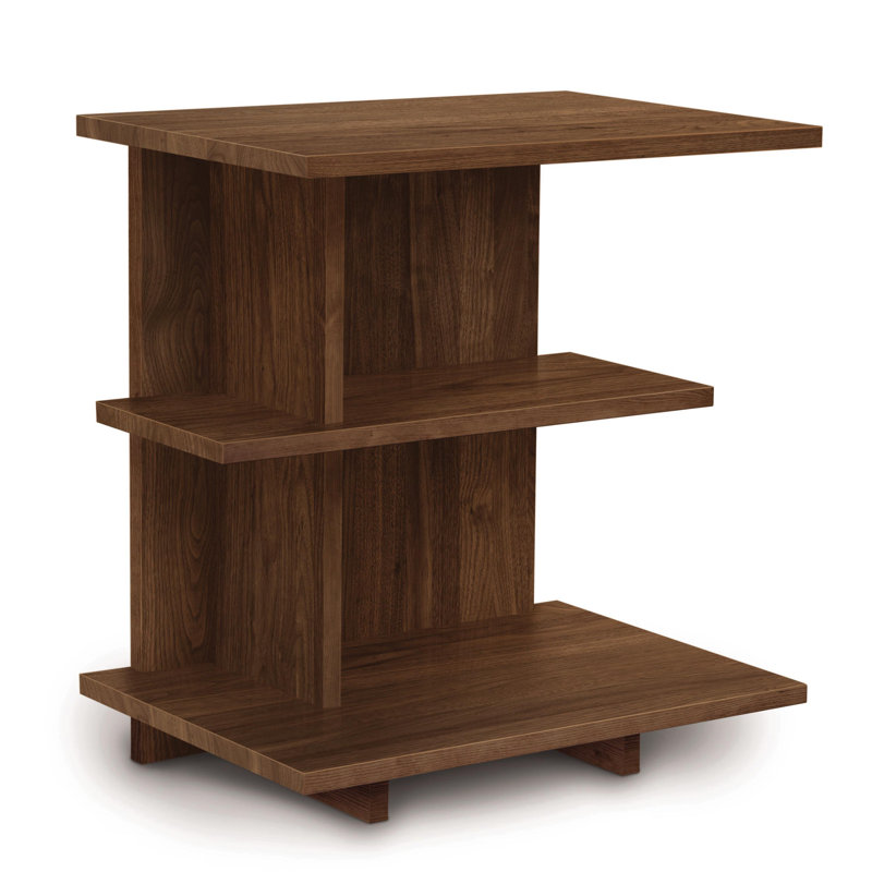 Table de chevet en bois massif Mansfield, Noyer naturel
