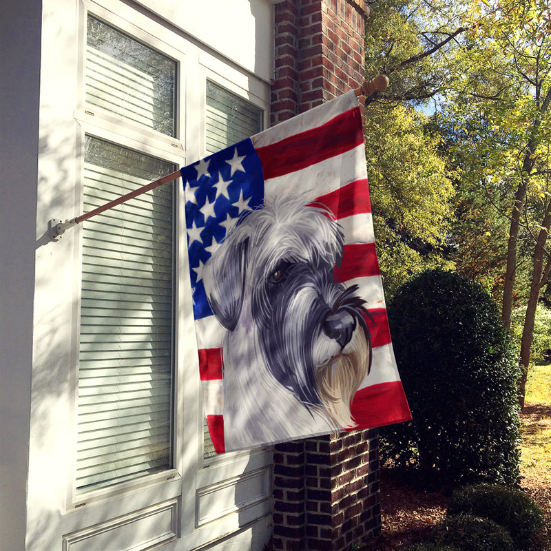 Polyester à 2 côtés 28 x 40 po drapeau maison, Schnauzer moyen blanc