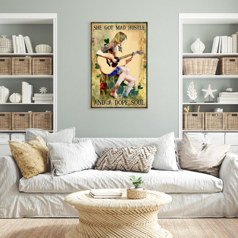 «Man Play Guitare Be Badass», impression sur toile, H 20 po x l 16 po x P 1,25 po