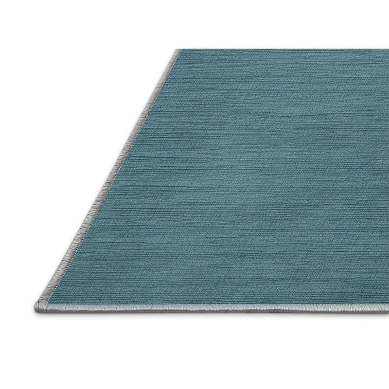 Tapis bleu uni lavable à la machine, Rectangulaire 3 pi x 5 pi