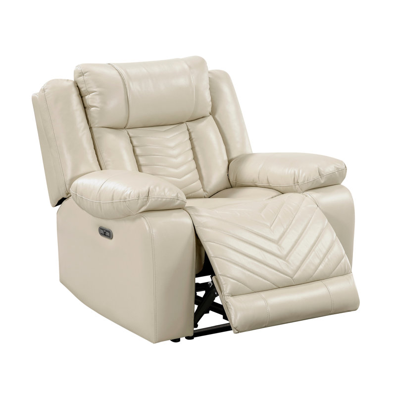 Beige luxueux ensemble de canapés 3 pièces Fauteuil inclinable électrique Causeuse à lumière DEL Ports de charge Porte-gobelets Chargeur sans fil Haut-parleurs