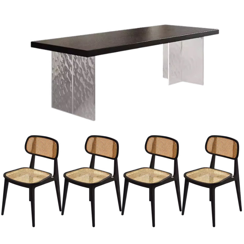 4 - Person Solid Wood Top Double Pedestal Dining Set, 29.52" H x 62.99" L x 27.55" W