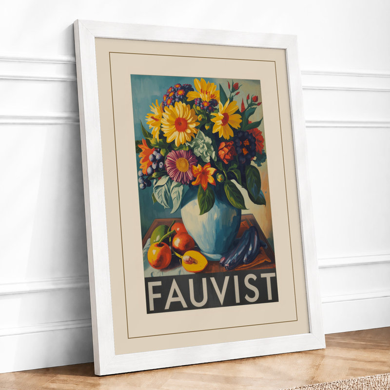 Fauvisti Floral Botanical - Framed Print, A3 - 42.0 x 29.7 cm, White
