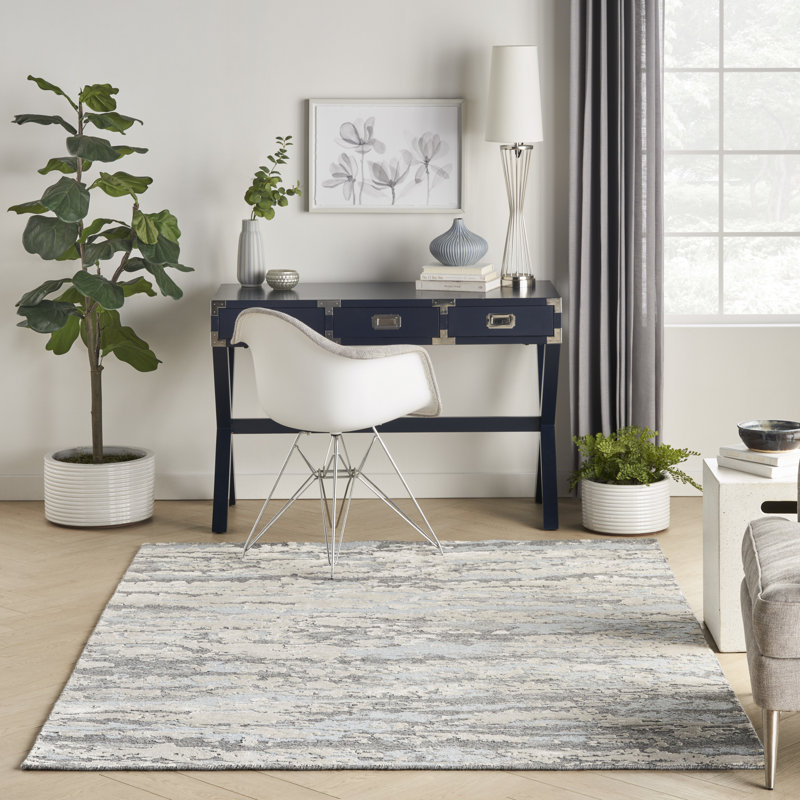 Nourison Theos Modern Indoor Rug, Aqua, Rectangle 5'6" x 7'5"