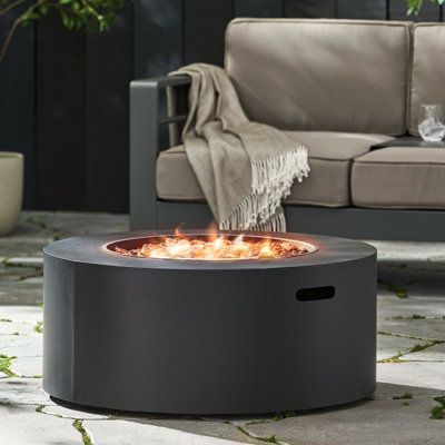 Dark Grey 32" Round Iron Fire Pit, 40,000 - No Assembly Needed Today Propane Quick Ignition Design Fast