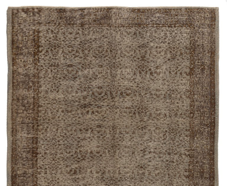 Tapis turc en laine fabriqué à la main 5,7 x 9 pi en gris et brun. Great 4 Modern Interiors