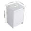 Armoire de salle de bain autoportante avec portes à fermeture douce et rangement spacieux, finition blanche brillante pour les salles de bain modernes