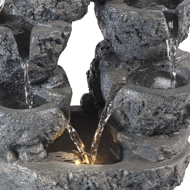 Rockridge Weather Resistant Fountain with Lights, Gray