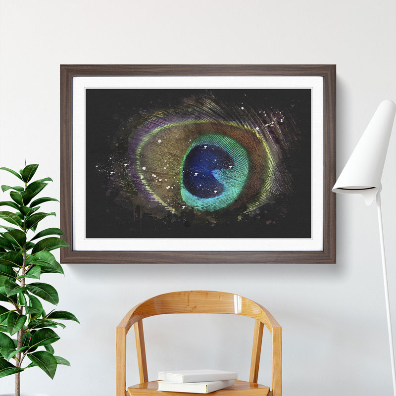 Peacock Feather - Picture Frame Graphic Art, Walnut Framed, 36cm H x 48cm W x 2cm D