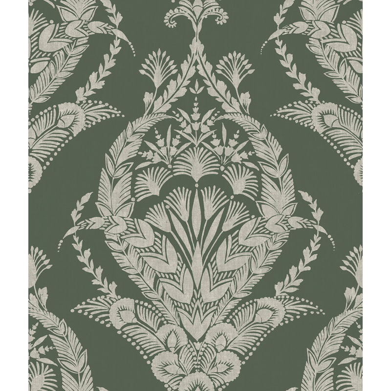 Raido Damask Wallpaper Roll, Green