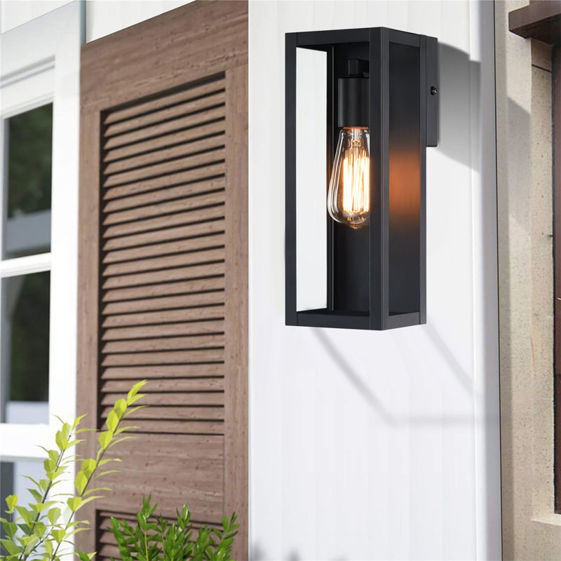 13"H Outdoor Wall Light with Matte Black Finish, 13”H x 4.92”W x 4.92”D