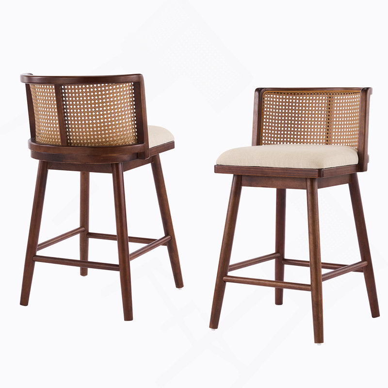 Ensemble de 2 tabourets de bar Talia, Noyer foncé