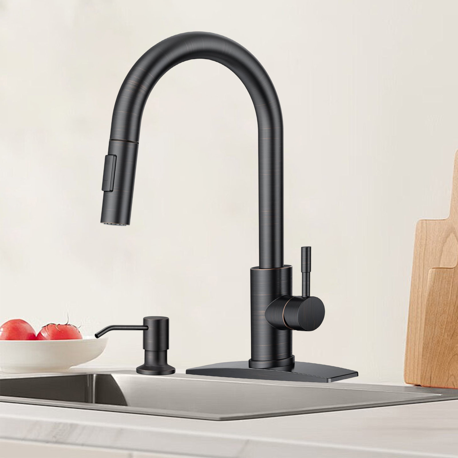XINGRUISI Stainless Steel Kitchen Faucet With Pull-Down Sprayer, With ...