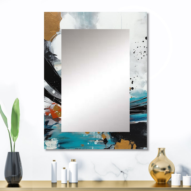 Exploring Boho Simplicity III - Abstract Decorative Mirror, Gray Wall Mirror, Printed Metal Art, 32" x 24"