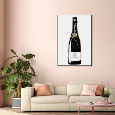 One Of A Kind Champagne"", Glam French Bubbles Modern Gold Canvas Wall Art Print For Dining Room -  Oliver Gal, 24258_36x54_CANV_BFL