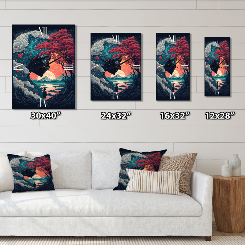 Jeisy - Horloge murale paysage abstrait, Grand