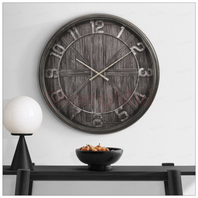 Horloge murale ronde 30 pouces, grande conception surdimensionnée avec affichage analogique facile à lire et mouvement à quartz sans tic-tac