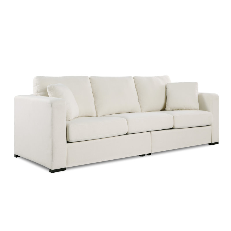 Canapé en tissu 95,3 pouces Eva, 100% polyester beige