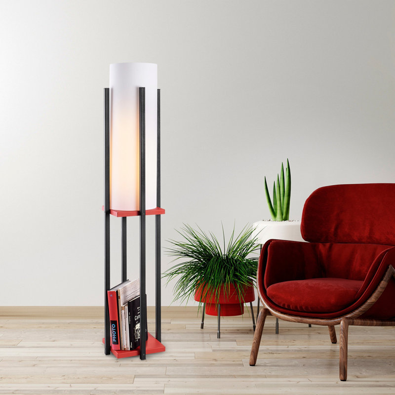 Lampe sur pied colonne 9,83 "Cawe, Blanc, Rouge