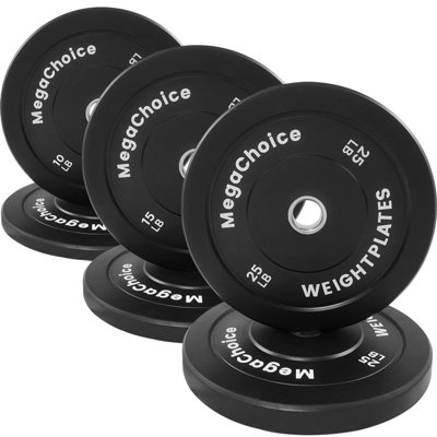 Color-Coded Rubber Bumper Plate Set.  2-Inch Barbell Weights for Home Gym Floor Protection