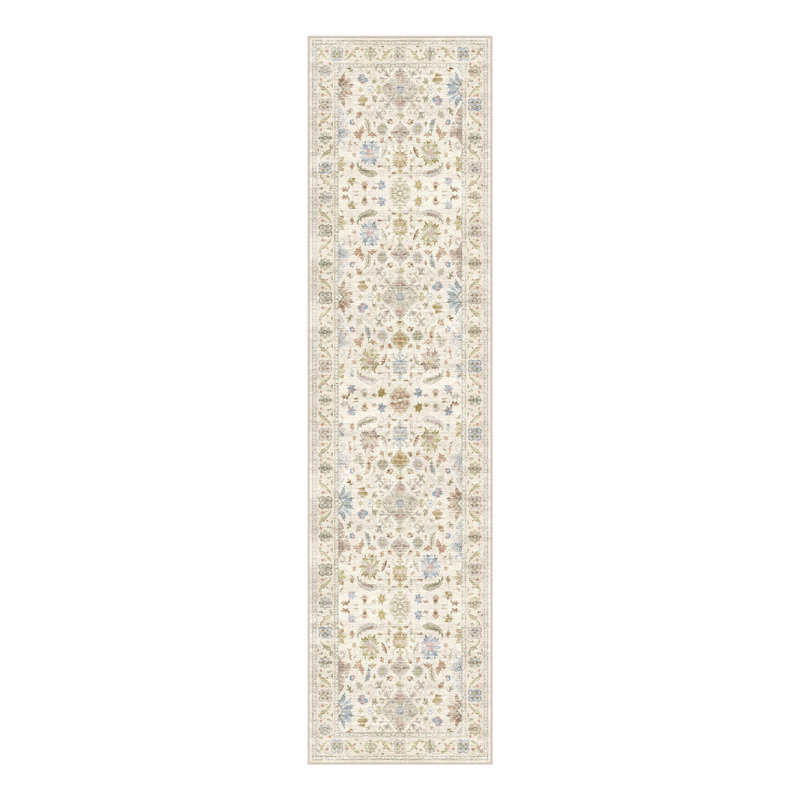 Samuel Modern Floral Washable Area Rug With Non-Slip Backing, Runner 2' x 8'