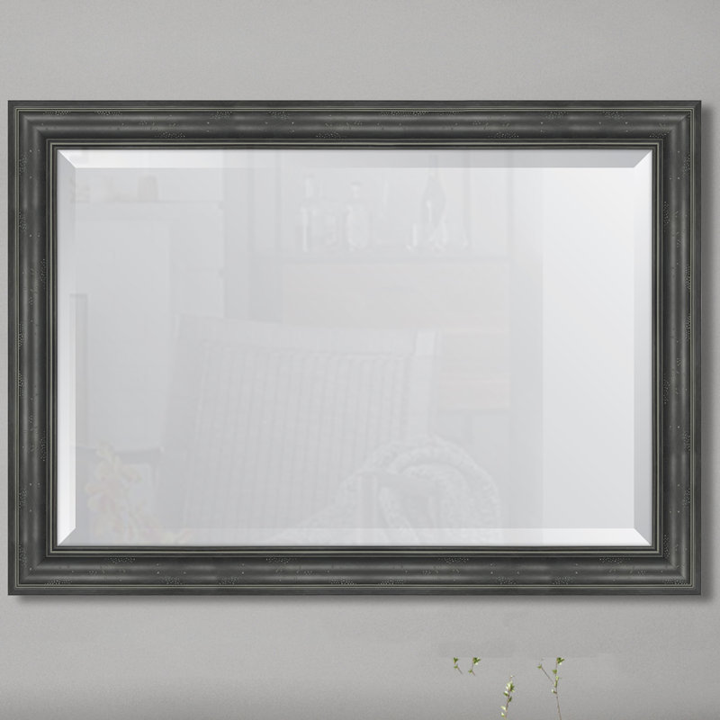 Miroir mural à cadre en résine English, H 42 po x l 30 po, Noir