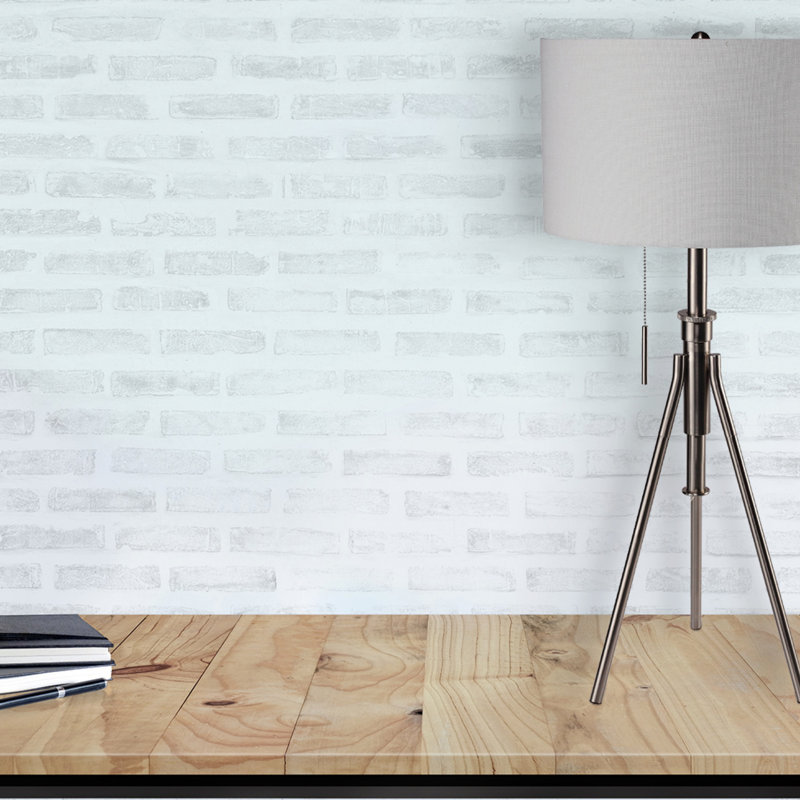 Lampe de table à trépied réglable 32-37 "H, trépied moderne, Blanc doux
