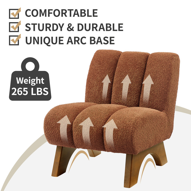 Brenetta 64Cm Wide Tufted Lounge Chair, Orange Sherpa