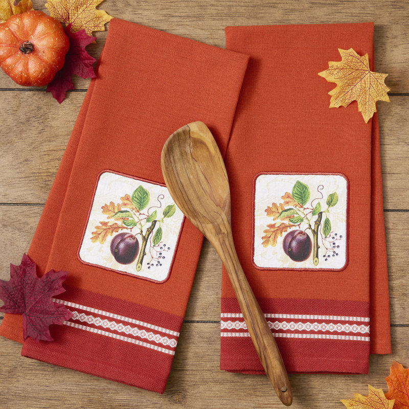 Ensemble de 2 serviettes de table Botanical Fruit, 18 x 28, prune