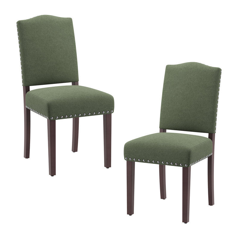 Upholstered Parsons Dining Chairs, Linen Side Chair, Green