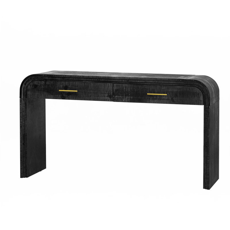 Unique Retro Silhouette Console Table With Open Style, Antique Black