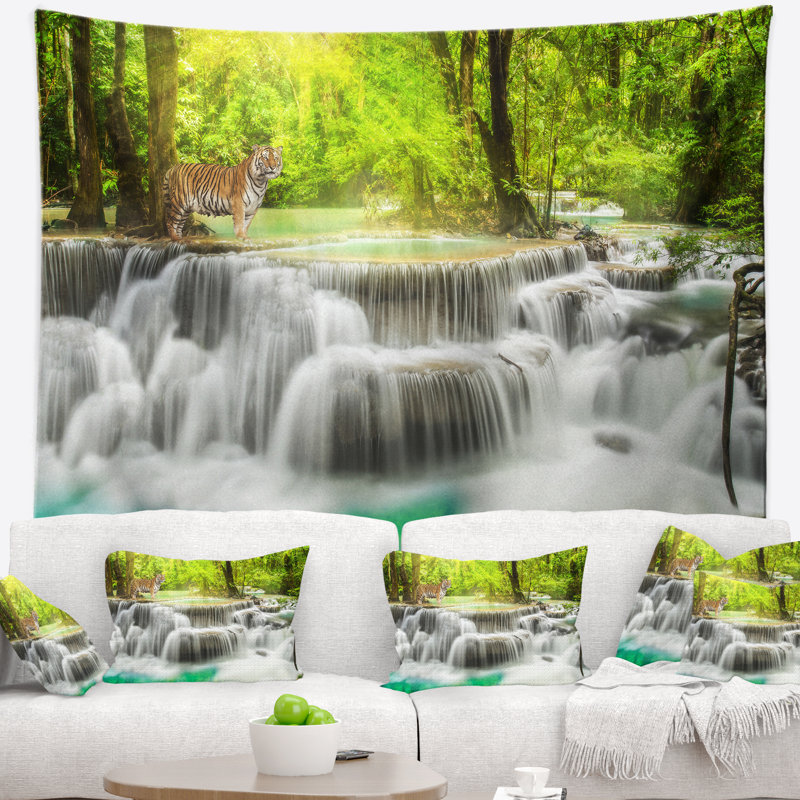 Photographie cascade d'erawan à la tapisserie de kanchanaburi, H 50 po x l 60 po