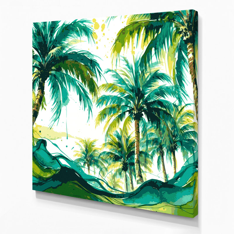 Toile hawaïenne vert palmier dattier, H 12 po x l 12 po