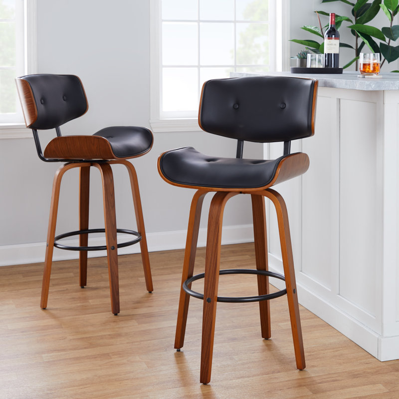Lakyia Swivel Upholstered Counter Stool, Black