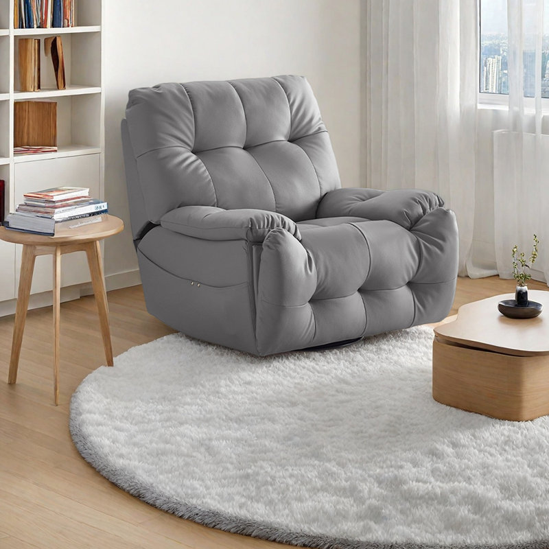 Ergonomic Recliner Adjustable Angles Solid Frame, Light Gray