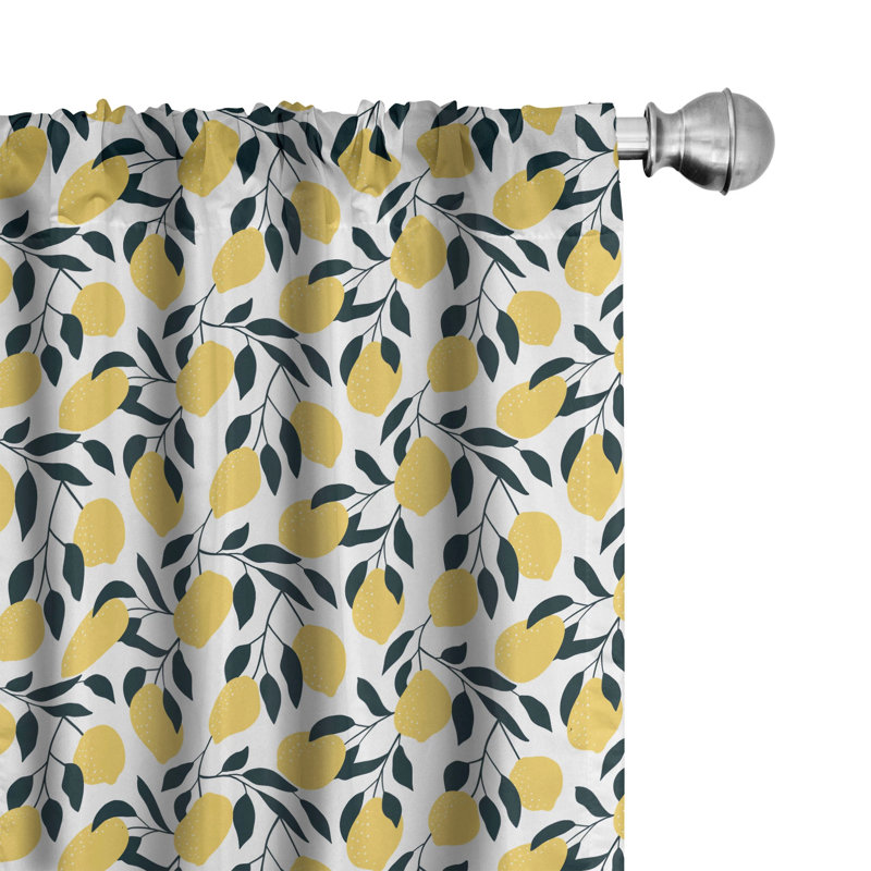Lemons Semi-Sheer Rod Pocket Single Panel, 28" x 84"