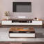Console télé 94 po avec tiroirs, rangement ouvert, armoire, placage noyer, entièrement assemblée-909969322