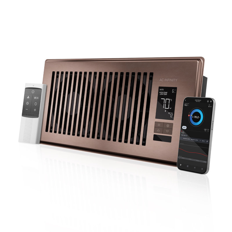 Ventilateur enfichable à registre intelligent avec contrôle adaptatif, 4 po x 10 po - bronze, Bronze
