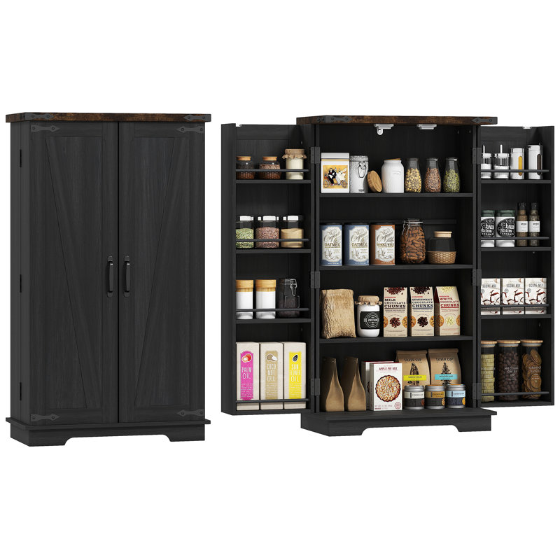 Armoire de cuisine avec tablettes réglables noir