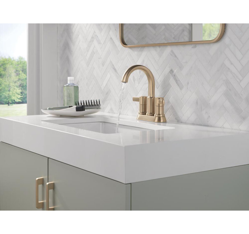 Two Handle Centerset Bathroom Faucet, Champagne Bronze