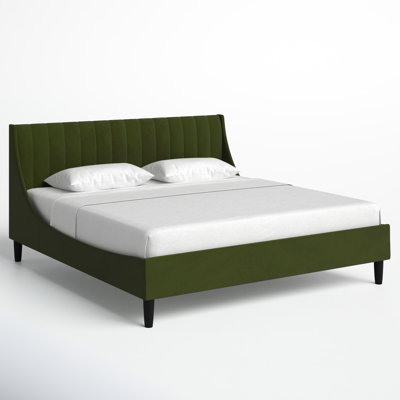 Helaina Velvet Upholstered Wingback Bed