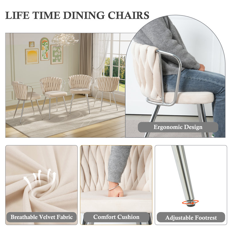 Ensemble de table de salle à manger 3 pièces pour 3 personnes, Beige/Argenté